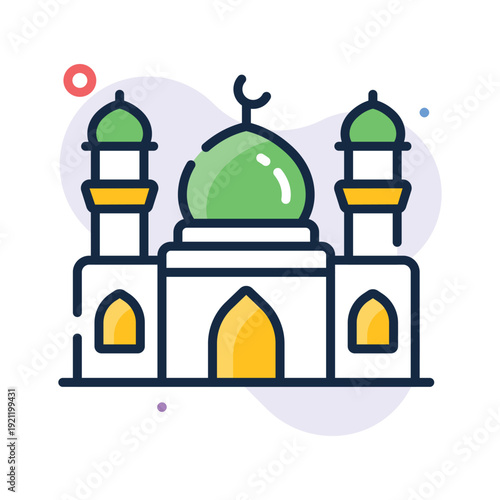 A modern outline icon representing mosque, masjid vector