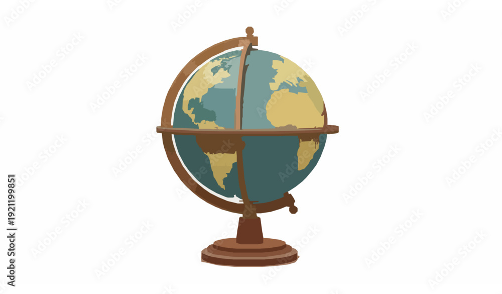 Αυτοκόλλητο Antique Terrestrial Globe Vector Illustration Showing Americas, Europe, and Afri