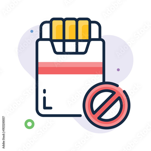 A trendy outline icon showing no smoking prohibition sign