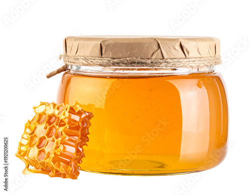Wallpaper Mural Jar of golden honey with honeycomb a sweet and natural treat. Torontodigital.ca
