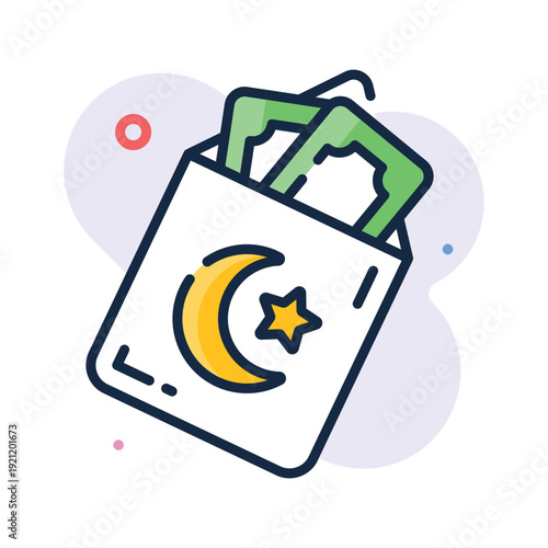 A modern outline icon representing eidi envelope gift for eid