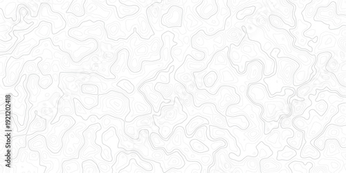 Gray topographic map lines on white background for design and texture purposes