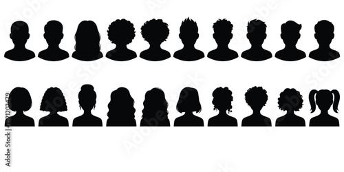 A group of diverse people silhouettes in black and white