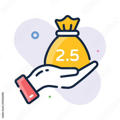 Creatively designed amazing outline icon of zakat sack, charity, donation