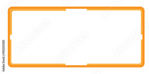 Bright orange rectangular frame with rounded corners and subtle white cutouts, empty inside.