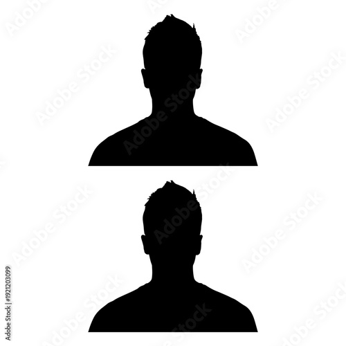 Man Profile Faces Silhouette Pack - Male Portrait and Side View Head Vector Illustration Set