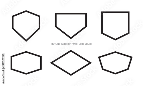 Collection of Minimal Outline Badge Logo or Patch Logo Templates Geometric Shapes, Perfect for clothing, sport, apparel, branding