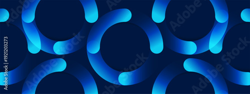 Modern abstract blue rings with smooth gradient lighting on dark background. Futuristic technology concept. Vector illustration