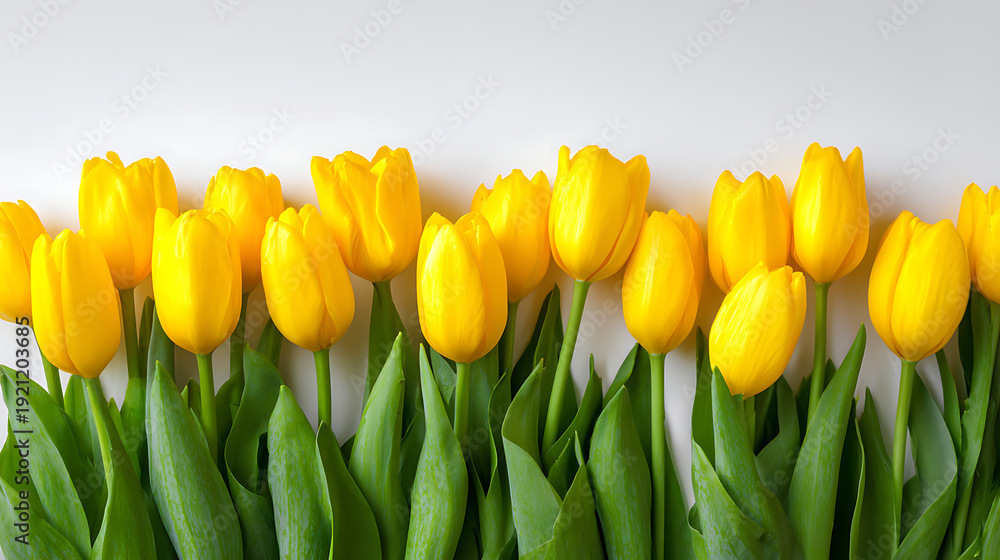 Naklejka premium yellow tulips on white background