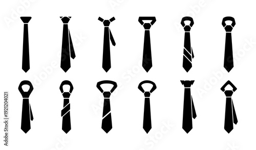 Bold neck tie silhouette icon set formal fashion symbol vector illustration