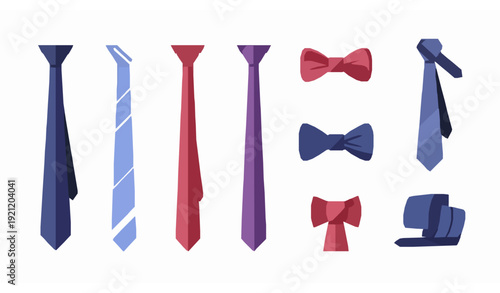 Minimal flat neck tie icon set formal fashion accessory vector illustration