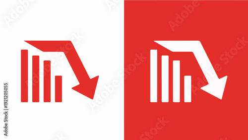 market decline icon graphic illustrating significant financial decrease stock market crash or business failure concepts for economic news.