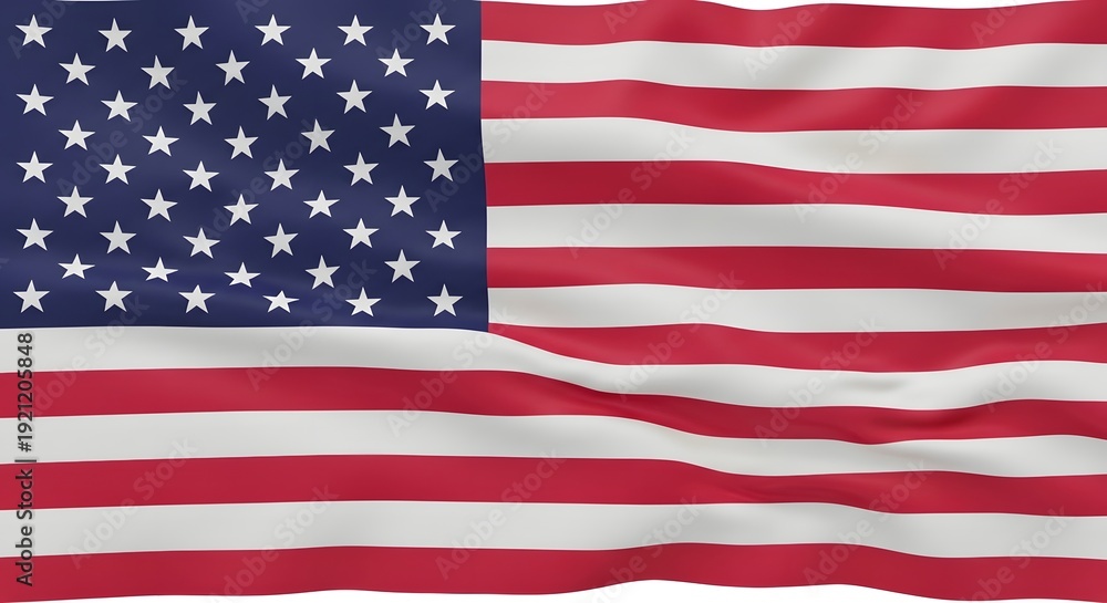 Fototapeta premium The american flag waving isolated on white background with red white and blue colors