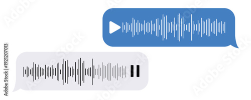 Audio Recording and Voice Message Communication Concept with Microphone, Sound Wave, Speech Bubble Icons and Headset for Mobile Chat Apps, Customer Support and Voice Recognition Technology Vector Set