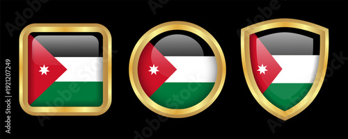 Free Download Jordan flag with golden frame isolated template collection - GFXLoad