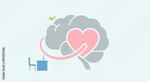 Conceptual graphic illustrating the essential connection between mental functions and emotional well-being, symbolizing the harmony of mind and heart for personal growth and thoughtful productivity