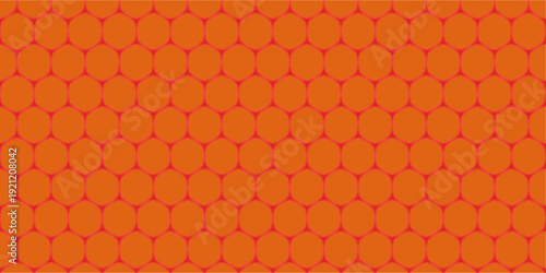 Seamless abstract background featuring an orange fabric texture with a geometric honeycomb pattern and yellow hexagon grid cells in a modern vector design