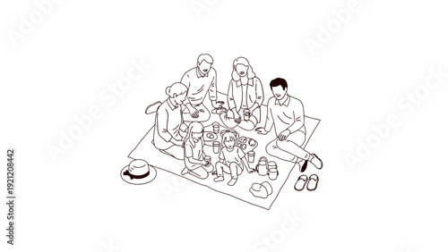 multi-generational family enjoying a relaxed outdoor picnic on a blanket sharing food and drinks fostering togetherness happiness.