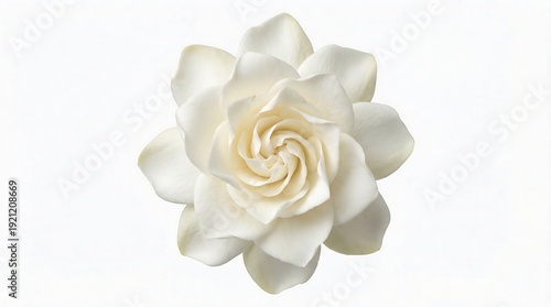 Beautiful creamy white gardenia rose isolated on white background cutout
