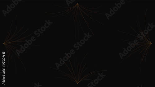 Flow lines of glowing light trails creating abstract fiber optic patterns on a dark background, minimalist design with dynamic composition