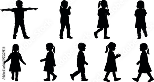 Collection of diverse human silhouettes in various poses