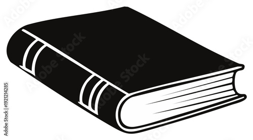 Closed Hardcover Book with Ribbed Spine Isolated on White Background