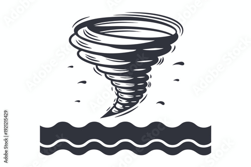 Blue Vector Icon Depicting the Evolution from a Chaotic Storm to a Calm Wave Representing Resilience and Hope