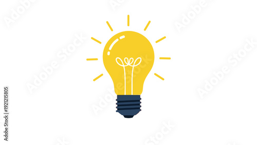 a bright yellow glowing light bulb illustration symbolizing an innovative idea creative solution bright thought and business inspiration concept
