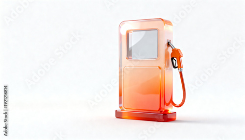 3D Illustration of Orange Gradient Fuel Pump Dispenser on White Background