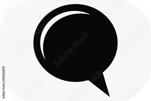 A black speech bubble icon on a white background