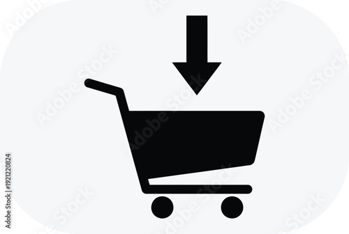 E commerce shopping cart icon with downward arrow
