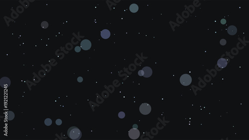 Abstract cosmic space scene with floating luminous spheres against deep black void, ultra HD digital art composition for sci-fi backgrounds
