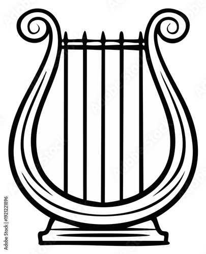 Lyre instrument ancient stringed musical icon antique harp silhouette classic classical outline