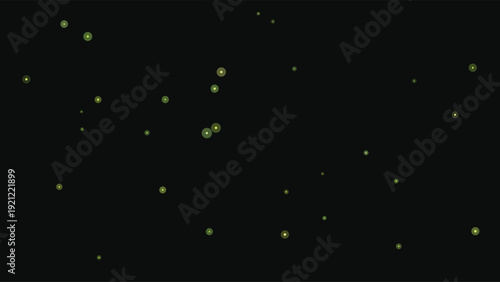 Mystical cosmic space scene featuring glowing neon green stars against ultra-deep black void, ultra-high contrast, minimalist abstract composition, perfect for sci-fi, futuristic, or fantasy design