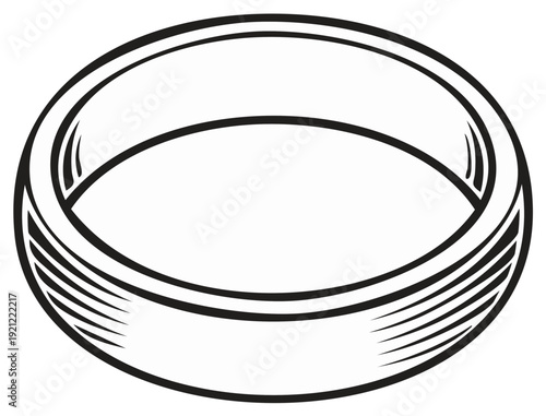 Classic wedding band ring simple outline illustration vector graphic