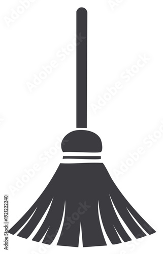 Vector graphic of a broom with a long handle for sweeping and cleaning chores