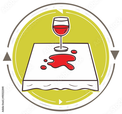 Wine Glass Spill Tablecloth Graphic Illustration Circular Symbol Refreshing