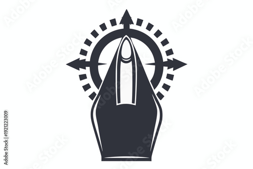 Touchpad Hand Gesture Silhouette Icon, Black and White Vector Illustration for Device Control Interface
