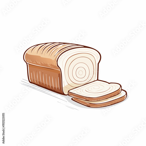 An inviting illustration of a freshly baked sliced bread loaf, a fundamental food staple symbolizing daily nourishment