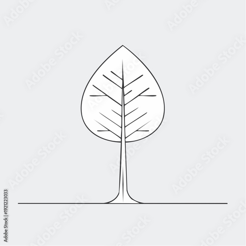 Minimalist line art illustration of a stylized tree, symbolizing natural growth and ecological harmony