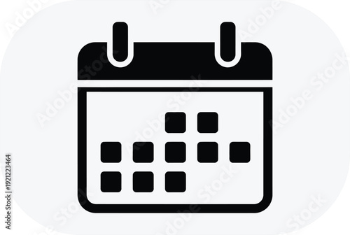 A simple black and white calendar icon