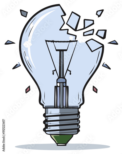 Cracked Light Bulb Illustration Symbolizing Failure Idea Concept Graphic