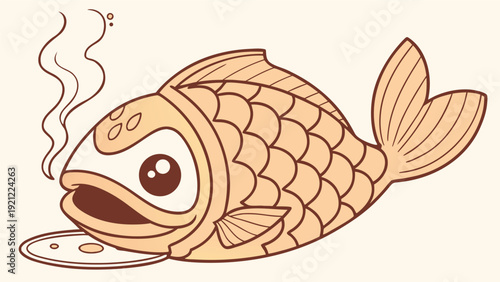 
Fish Shaped Taiyaki Pastry Cartoon Illustration