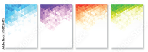 Book cover design with triangles. Booklet front page layout. Graphic design for  book cover, web banner, poster.