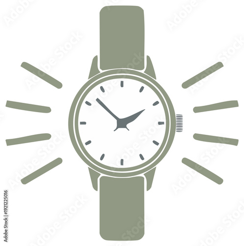 Stylized wrist watch with radiating lines representing time or attention