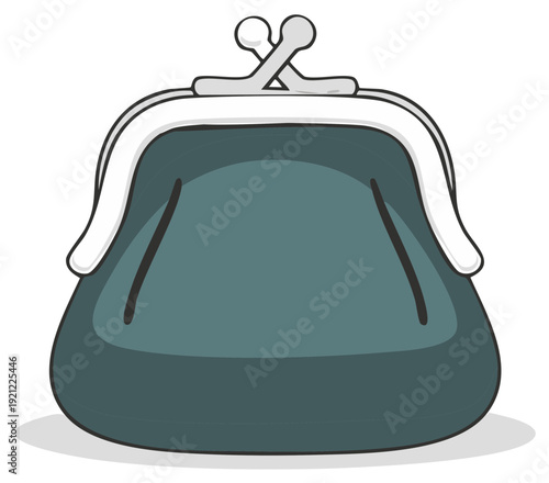 Classic teal coin purse with metal kiss lock clasp design for storing small change and money