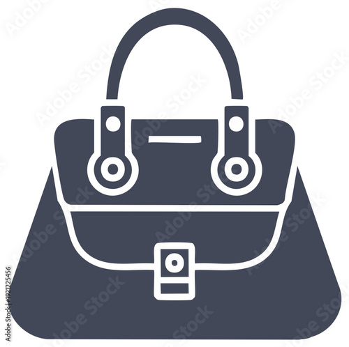 Modern Stylish Women's Handbag Icon with Handle and Flap Closure Design