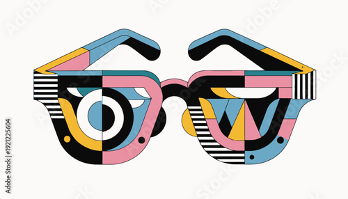Vibrant abstract sunglasses with colorful geometric patterns