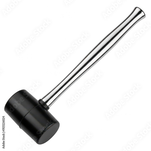 A black and silver rubber mallet on transparent background