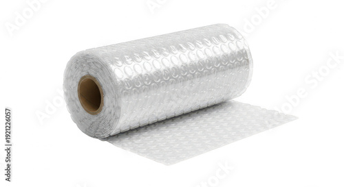 A roll of bubble wrap on transparent background for packaging and shipping